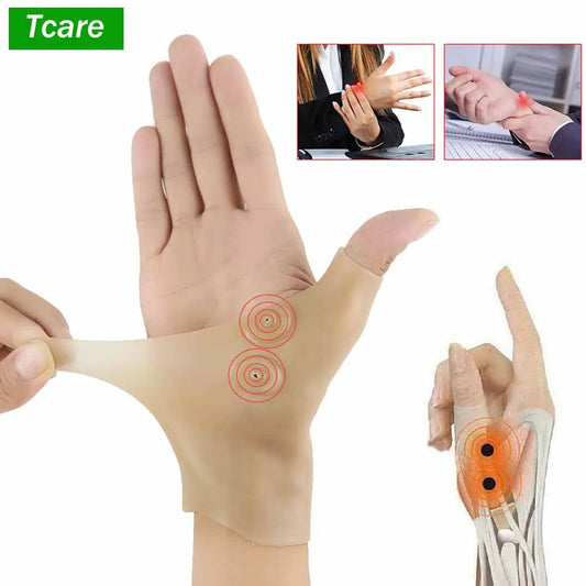 Magnetic silicone gel therapy gloves for wrist, hand, and thumb support (Arthritis)